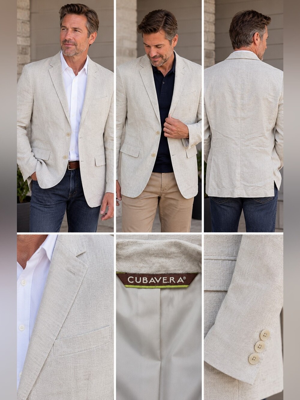 Cubavera Men’s Linen Blend Blazer Sport Coat Beige XL 44